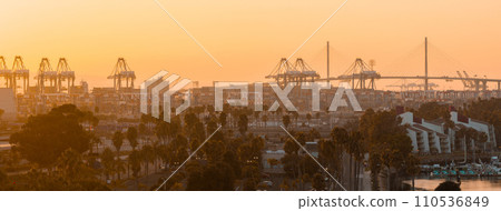 Thousands of shipping containers in the port of Long Beach near Los Angeles California. The Port of Long Beach in southern California during sunset. Thousands of shipping containers in the port of Long Beach near Los Angeles California. The Port of Long Beach in southern California during sunset. 110536849