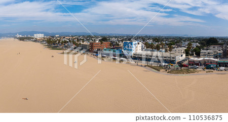 Aerial view of the shoreline in Venice Beach, CA. Aerial view to Venice beach, Los Angeles, California Aerial view of the shoreline in Venice Beach, CA. Aerial view to Venice beach, Los Angeles, California 110536875