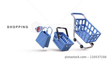 3d new shopping banner store on white background.  Vector illustration. 110537108