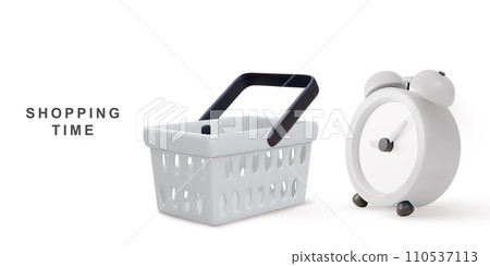 3d banner shopping time isolated on white background. Vector illustration. 110537113