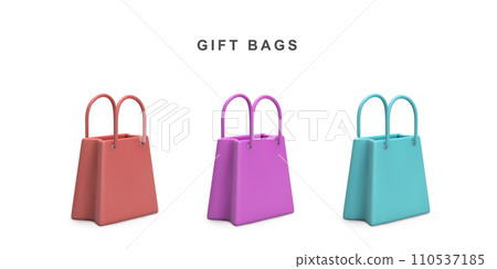 3d Set of realistic shopping bags isolated on white background. Vector illustration. 110537185