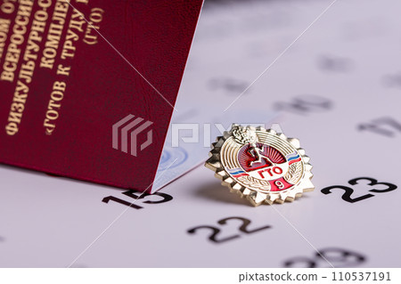 Symbol of Russian sports youth. Badge of a Russian student of excellence in studies and sports. 110537191