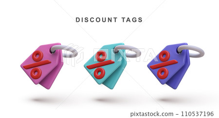 3d realistic set of discount tags. Vector illustration. 3d realistic set of discount tags. Vector illustration. 110537196