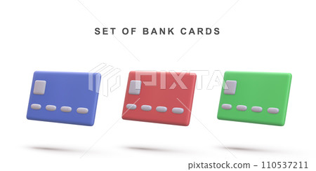 3d Set of credit card on white background. Vector illustration. 110537211