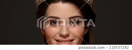 A beautiful girl wearing the crown of a winning beauty queen 110537292