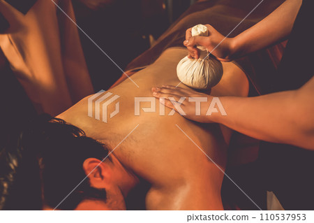 Hot herbal ball spa massage body treatment. Quiescent Hot herbal ball spa massage body treatment. Quiescent 110537953