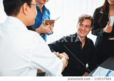 Group of diverse office worker employee shake hand and working together. Prudent 110537984