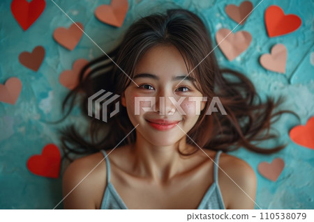 AI-generated content. Woman and her hearts of love Pragma 110538079