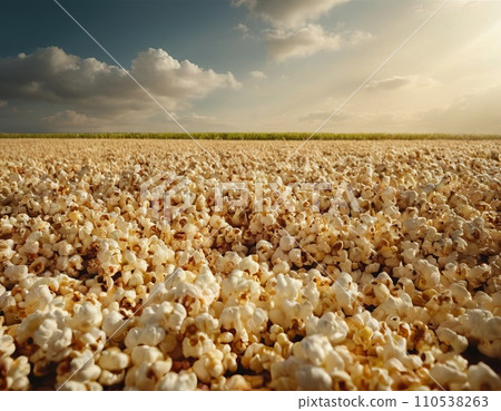 view of pop corn field plantation with cloud sky background 110538263