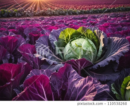 fresh colorful cabbage in a farmer's field fresh colorful cabbage in a farmer's field 110538268