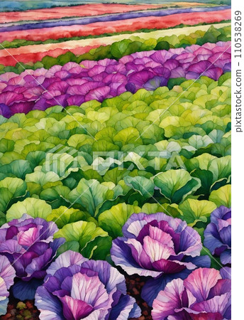 fresh colorful cabbage in a farmer's field fresh colorful cabbage in a farmer's field 110538269