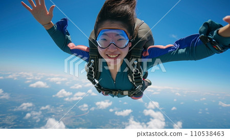 A woman enjoying skydiving (AI generation) 110538463