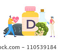 Healthy food, vitamin d, diet, vector Illustration. Foods help replenish body's vitamin supply. Man hold heart symbol in hands 110539184