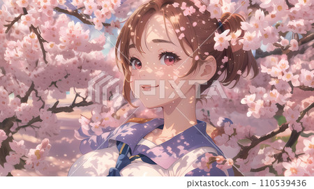 站在櫻花樹下的女高中生 110539436