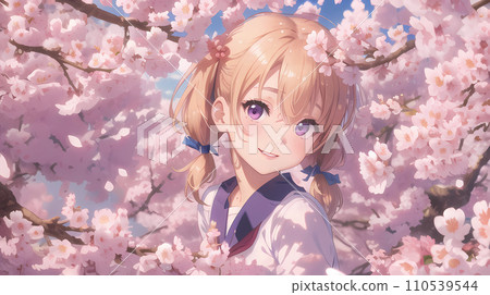 Surrounded by cherry blossoms 110539544