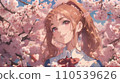 站在櫻花叢中的女高中生 110539626