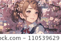 站在櫻花叢中的女高中生 110539629