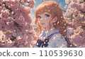 站在櫻花叢中的女高中生 110539630