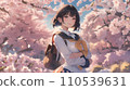 站在櫻花叢中的女高中生 110539631