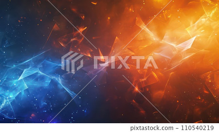 AI-generated content. Blue and orange twitch overlay abstract background. Generative AI 110540219