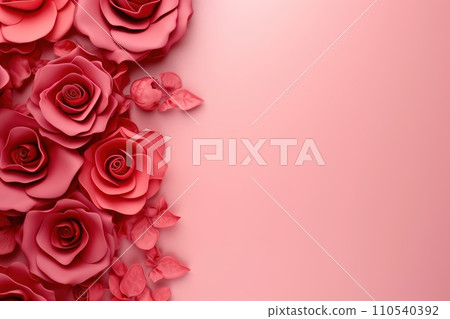 AI-generated content. Roses pink shadow over pink background 110540392