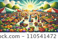 Lively farmers market scene 110541472