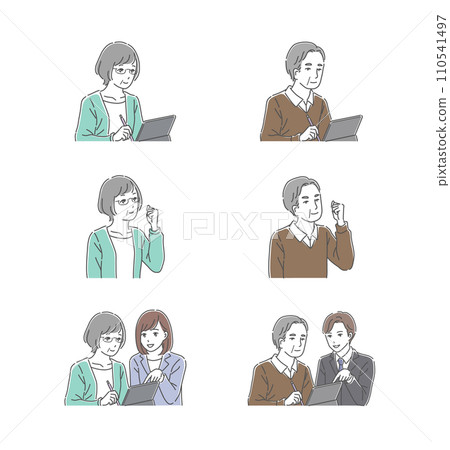 Illustration set of seniors studying 110541497