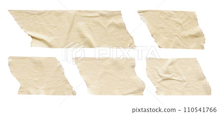 Yellow adhesive paper tape isolated on white background Yellow adhesive paper tape isolated on white background 110541766