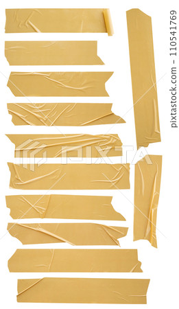 Brown adhesive tape set collection isolated on white background Brown adhesive tape set collection isolated on white background 110541769