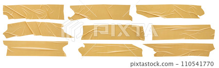 Brown adhesive tape set collection isolated on white background Brown adhesive tape set collection isolated on white background 110541770