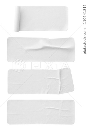Blank white paper sticker label set collection isolated on white background 110541815