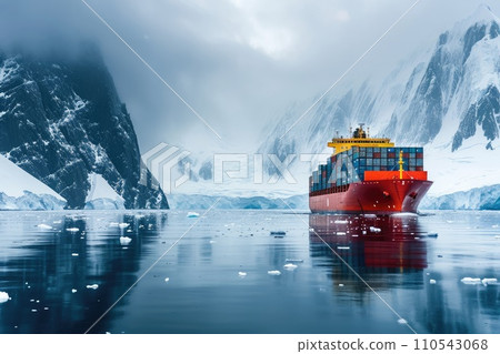 AI-generated content. Cargo shipping with full container. business logistics import and export freight transportation. Generative AI 110543068