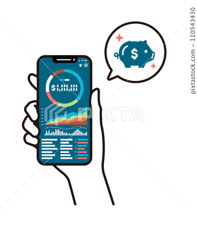 手持智慧型手機/智慧型手機向量圖/資產管理應用程式 110543430