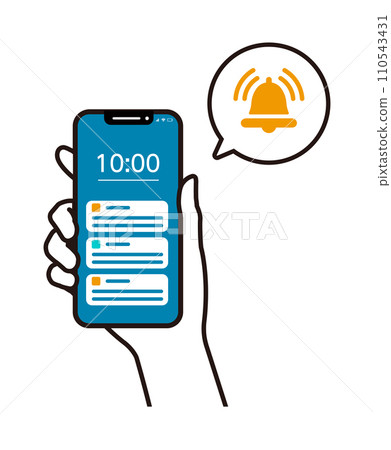 手持智慧型手機/智慧型手機向量插圖/推播通知 手持智慧型手機/智慧型手機向量插圖/推播通知 110543431