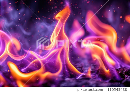 AI-generated content. Abstract background circle fire frame. Generative AI 110543488