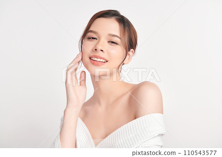 Beautiful young asian woman with clean fresh skin on white background, Face care, Facial treatment, Cosmetology, beauty and spa, Asian women portrait. 110543577