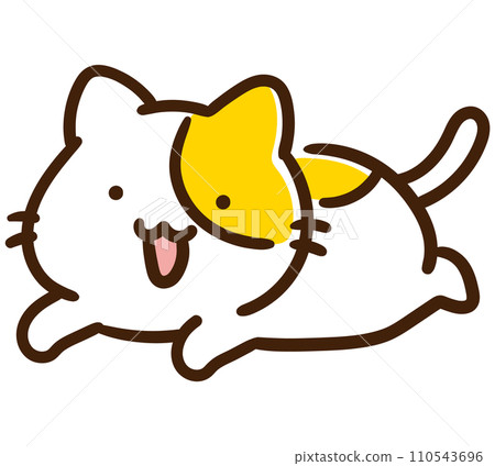 Deformed illustration of a cute cat character running towards the left Deformed illustration of a cute cat character running towards the left 110543696