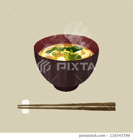 Miso soup with egg and wakame Miso soup with egg and wakame 110543799