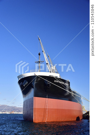Photographing a cargo ship being repaired at Hakodate Dock, Hakodate Port, Hakodate City, Hokkaido in winter 110543846