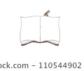 Hand drawn open book frame color illustration 110544902