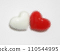 red and white heart through shade glass 110544995