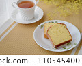 Tea time scene with lemon cake and black tea 110545400