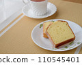 Tea time scene with lemon cake and black tea 110545401