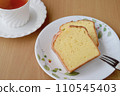 Tea time scene with lemon cake and black tea 110545403