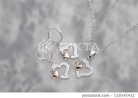 heart necklace and earrings 110545432