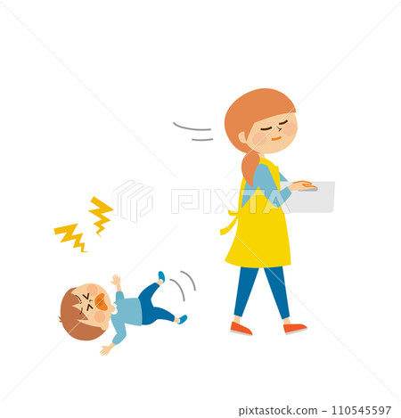 Child throwing a tantrum, mother, cute illustration material Child throwing a tantrum, mother, cute illustration material 110545597