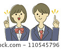 Male and female students making point gestures 110545796