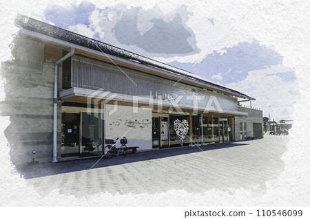 Watercolor style Mikuni Minato Echizen Railway Mikuni Station Sakai City, Fukui Prefecture 110546099