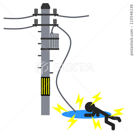 高壓電流流經電線桿的電纜斷裂和洩漏的插圖 高壓電流流經電線桿的電纜斷裂和洩漏的插圖 110546136