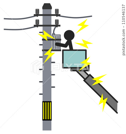 高壓電流流經電線桿的電纜斷裂和洩漏的插圖 110546137